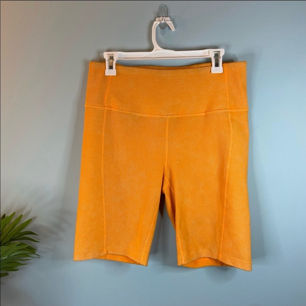 Zella Bright Orange Ribbed Biker Shorts